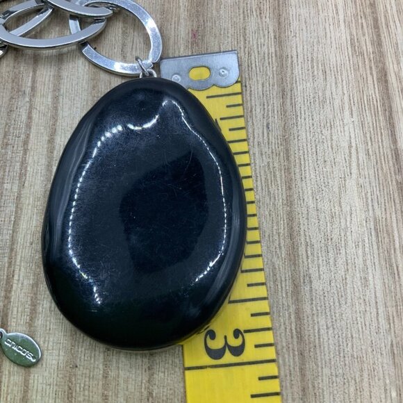 Chico's Long Silver Tone Link Oval Black Pendant Necklace - Picture 6 of 7